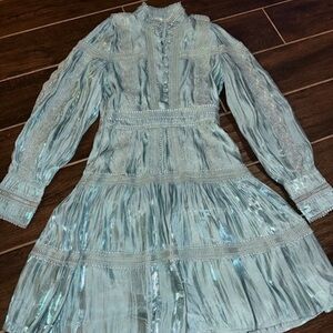 Elegant Light Blue Long Sleeve Dress